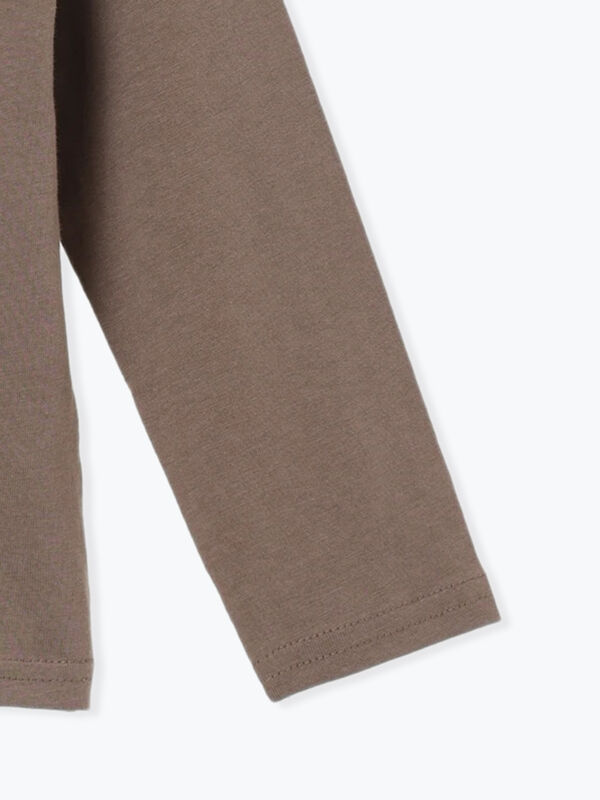 シャーリング衿カットソー（オフホワイト/チャコールグレー/トップス