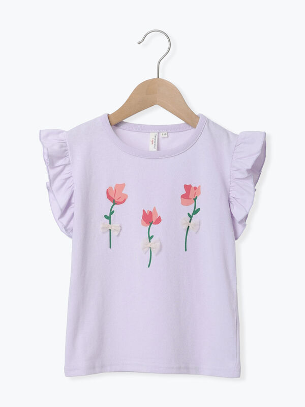 ◎お花プリント袖フリルTシャツ（イエロー/ラベンダー）｜Samansa Mos2 Lagom（KIDS）（サマンサモスモス ラーゴム）通販