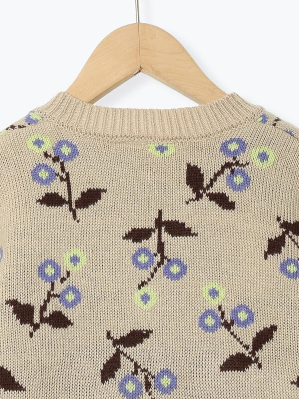 花柄ジャカードカーディガン（レッド/ベージュ/トップス