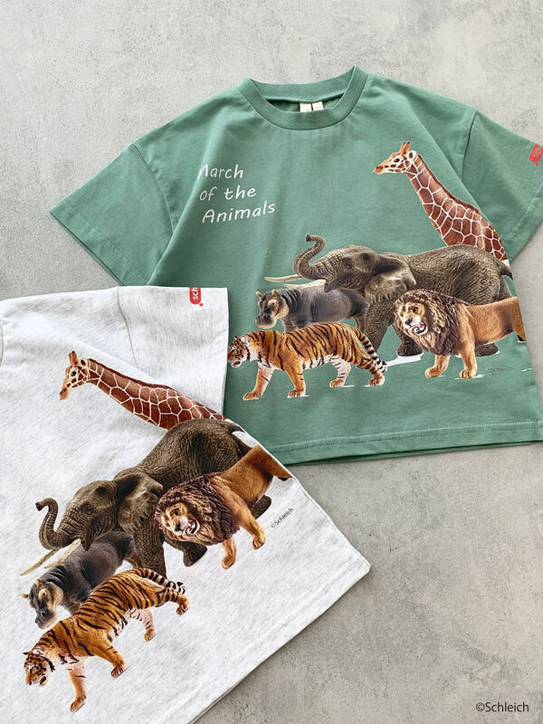 セール】 【schleich】アニマルプリントT（グリーン/TOPグレー
