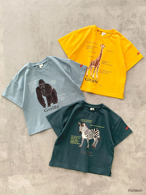セール】 【schleich】アニマルアソートプリントT（イエロー/グリーン