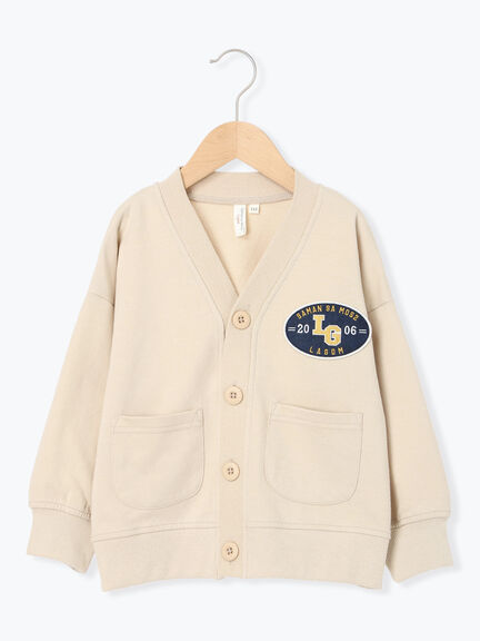 セール】 ワッペン付Vネックカーディガン（ネイビー/キナリ/トップス