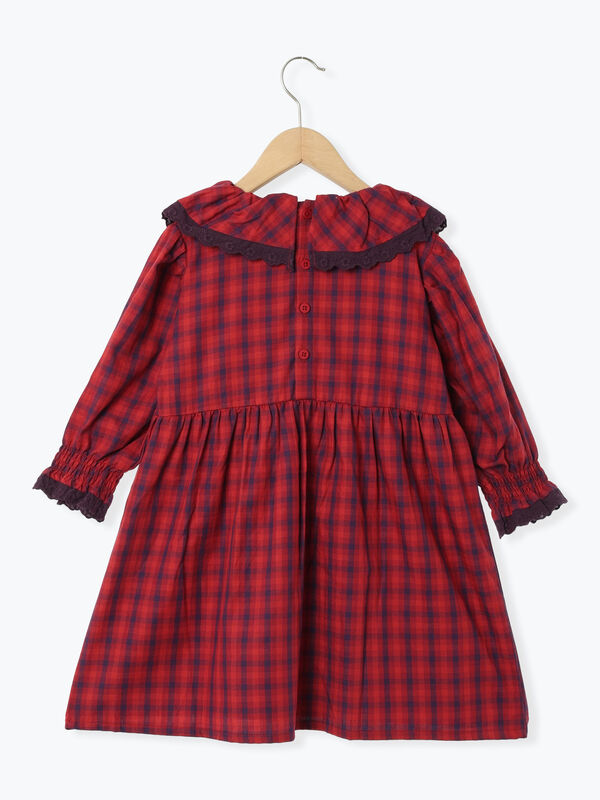 ToAlice♡赤色チェック柄フリルワンピース セール】 チェックフリル衿ワンピース（レッド/キャメル/ワンピース