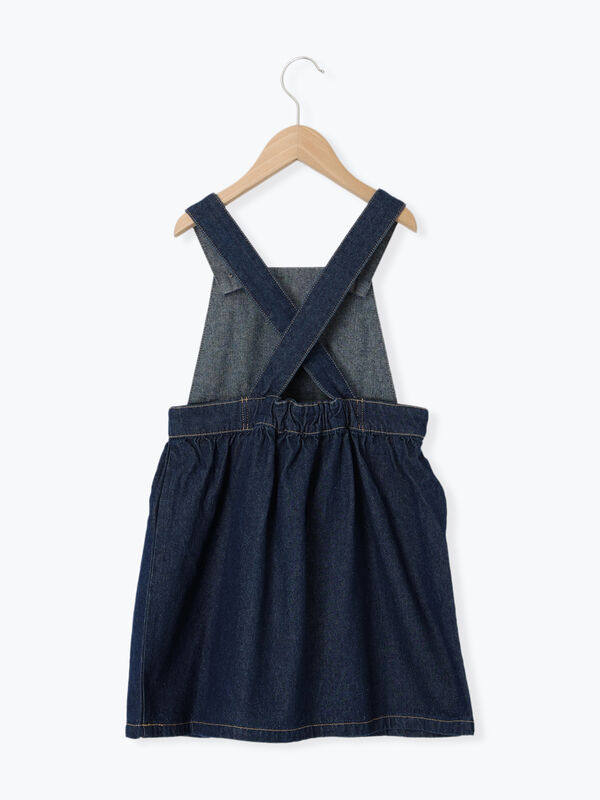 セール】 デニムジャンバースカート（ブルー/ネイビー/ワンピース