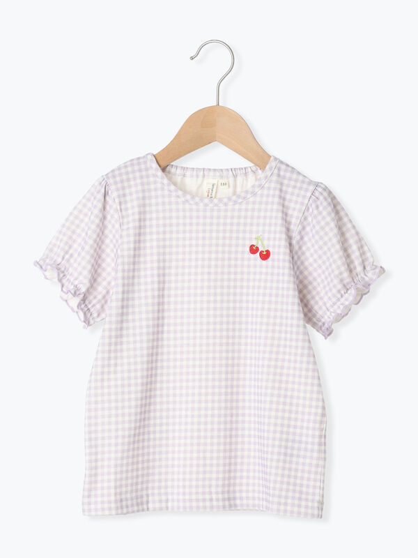 ◎チェリー刺繍ギンガムチェックTシャツ（ラベンダー）｜Samansa Mos2 Lagom（KIDS）（サマンサモスモス ラーゴム）通販