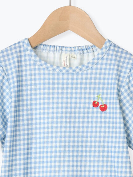 ◎チェリー刺繍ギンガムチェックTシャツ（ブルー/ラベンダー）｜Samansa Mos2 Lagom（KIDS）（サマンサモスモス ラーゴム）通販