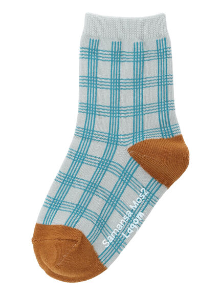 チェック柄ソックス（ボルドー/マスタード/ブルー/レッグウェア/タイツ