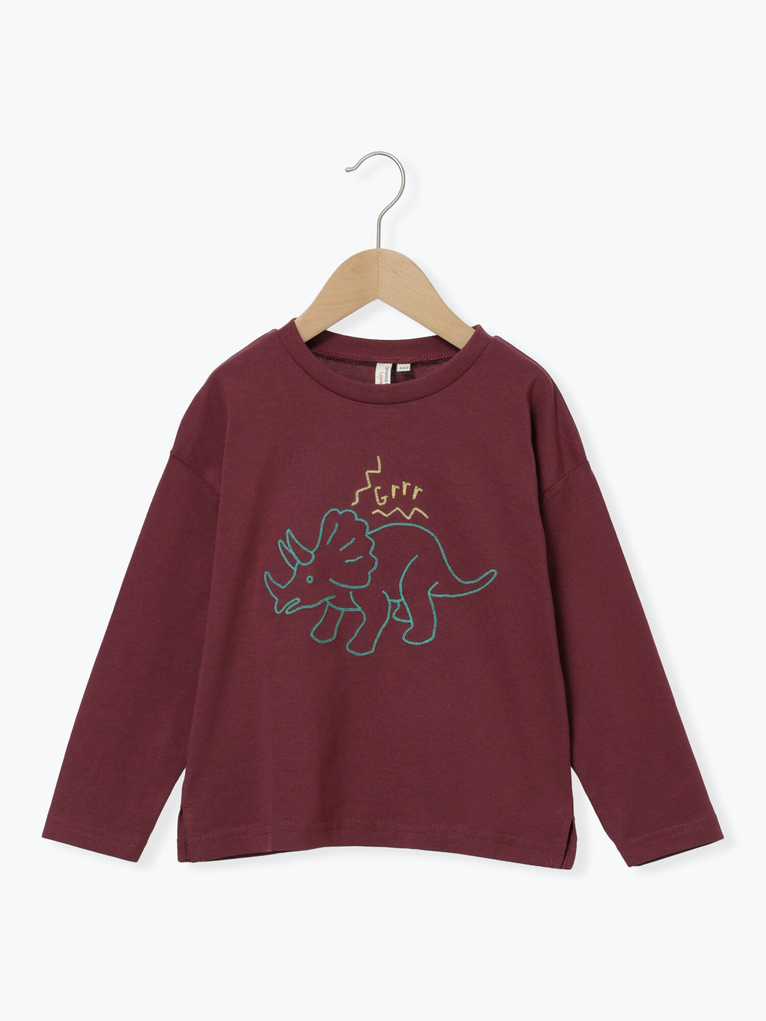セール】 恐竜刺繍ロンT（ボルドー/グリーン/ブルー/トップス/Tシャツ
