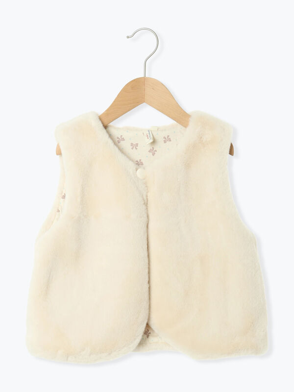 セール】 ファーベスト（ブラウン/キナリ/アウター/ベスト）| Samansa