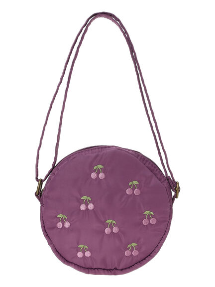 セール】 チェリー刺繍ポシェット（パープル/キナリ/バッグ/バッグ