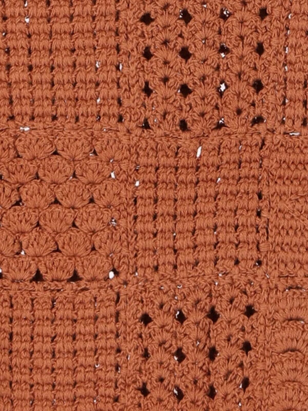 セール】 クロシェ風ニットベスト（ブラウン/キナリ/アウター/ベスト