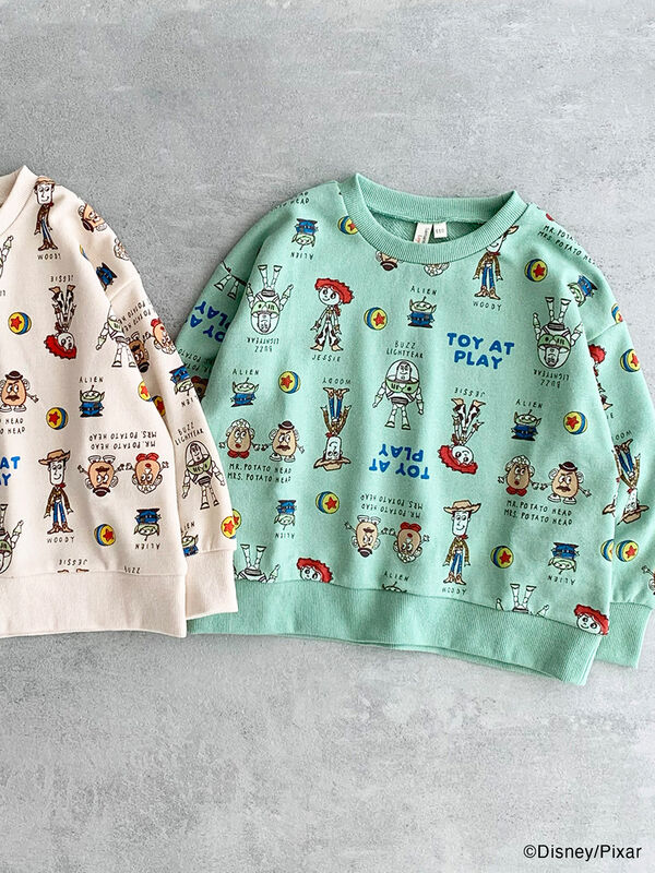 セール】 【Disney】トイ・ストーリー/総柄トレーナー（グリーン