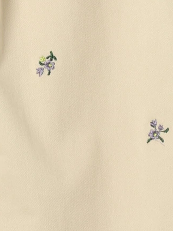 セール】 小花刺繍カットツイルパンツ（カーキ/キナリ/ボトムス/パンツ