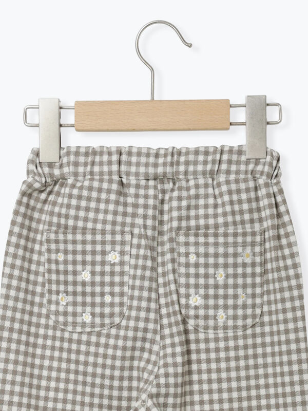 セール】 お花刺繍ポケットパンツ（チャコールグレー/ブラウン/キナリ