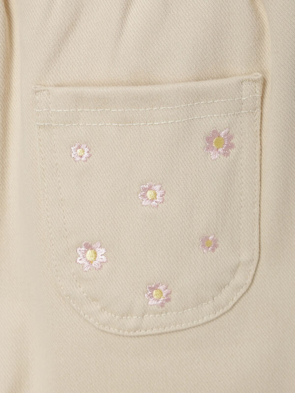 お花刺繍ポケットパンツ（チャコールグレー/ブラウン/キナリ