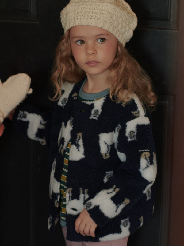 セール】 ジャカードボアブルゾン（ベージュ/ネイビー/アウター