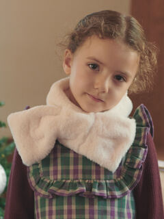 セール】 フェイクファーリボンマフラー（ピンク/キナリ/アクセサリー