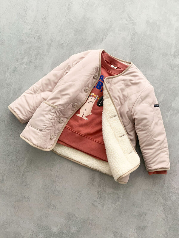 セール】 【撥水】キルト×ボアリバーシブルブルゾン（ベージュ/カーキ