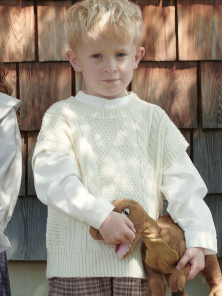 マシンウォッシャブル】ニットベスト（モカ/キナリ/アウター/ベスト