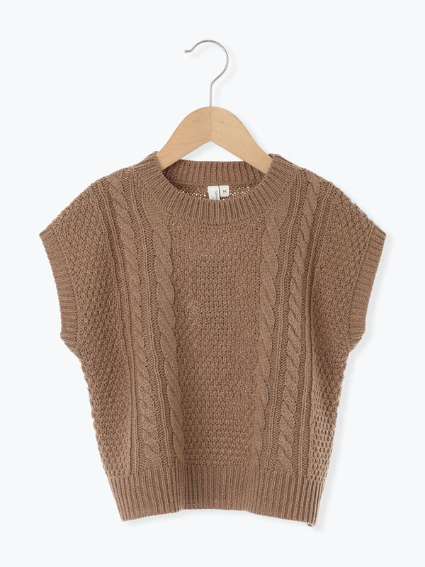 ♡購入者さま♡慈雨トップス　ニットベスト セール】 【マシンウォッシャブル】ニットベスト（モカ/キナリ