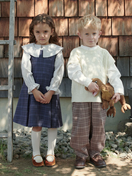 チェック柄ジャンバースカート（ブラウン/ネイビー）｜Samansa Mos2 Lagom（KIDS）（サマンサモスモス ラーゴム）通販