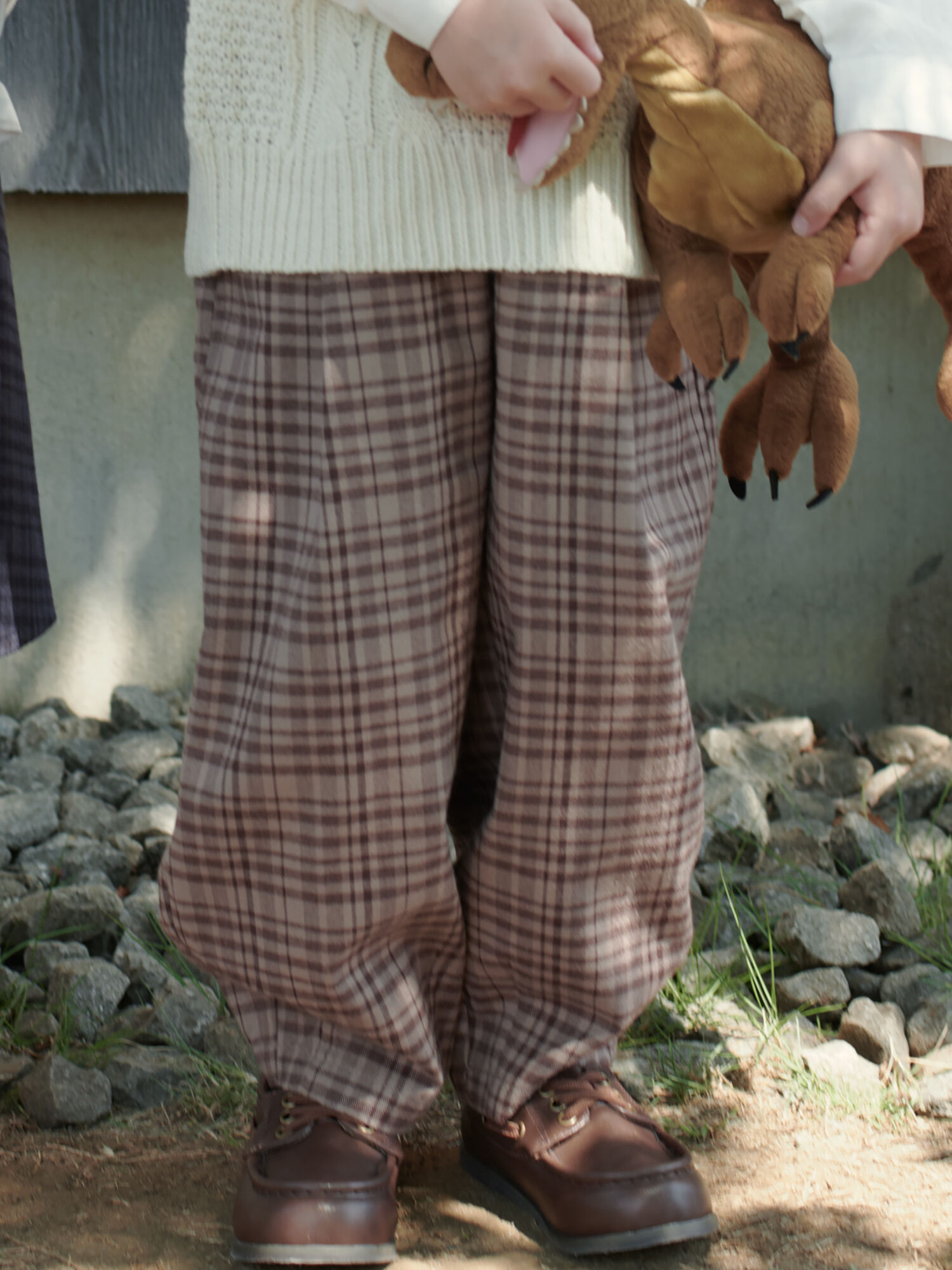 セール】 チェック柄コクーンパンツ（ブラウン/ネイビー/ボトムス