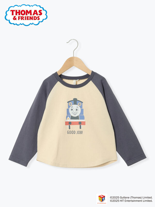 セール】 【きかんしゃトーマス】ラグランロンT（モカ/ネイビー