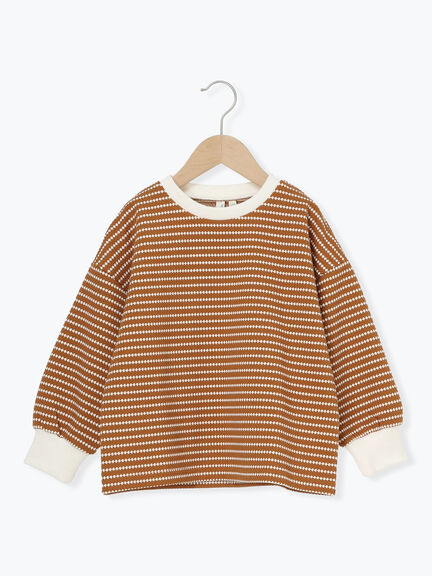 セール】 ボーダージャカードプルオーバー（ブラック/キャメル