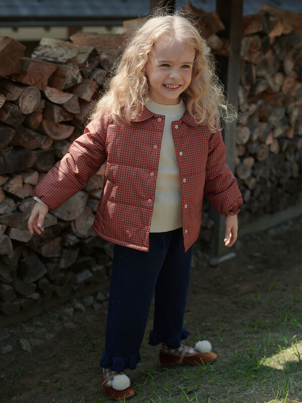 セール】 【撥水】チェック柄中綿ジャケット（レッド/ブラウン