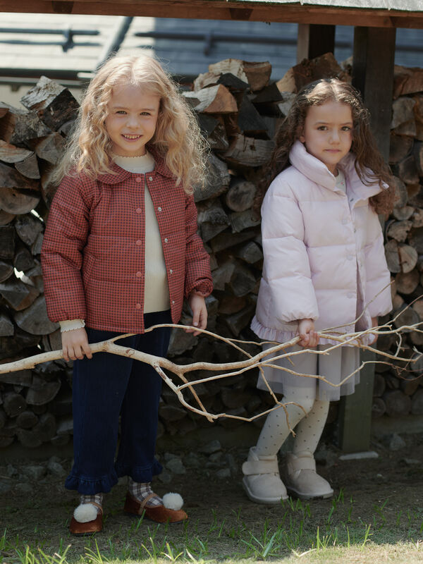 撥水】チェック柄中綿ジャケット（レッド/ブラウン/アウター