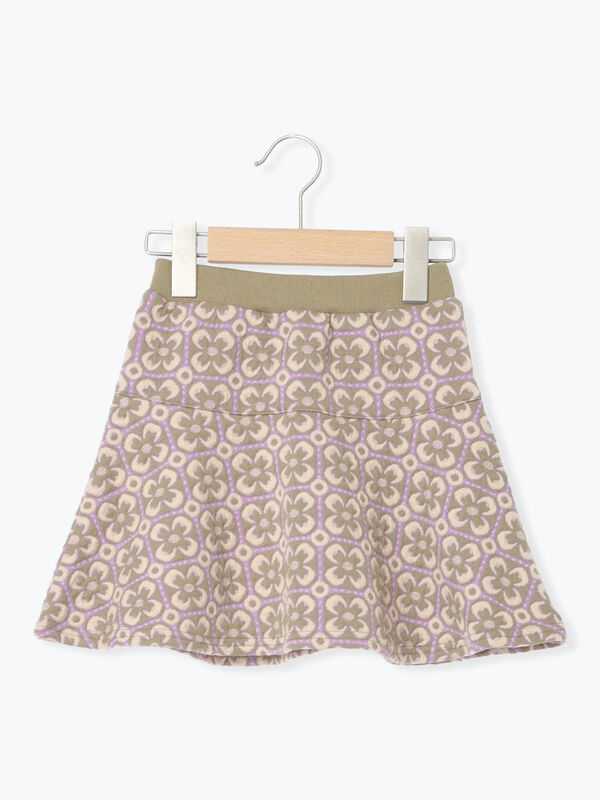 セール】 花柄ジャカードスカート(セットアップ可)（ブラック/カーキ