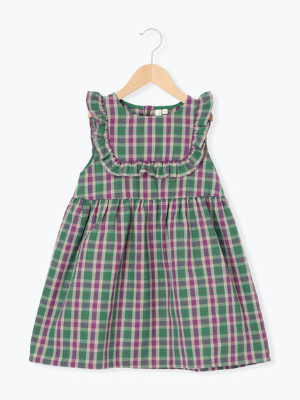 ヨークフリルチェックジャンバースカート（グリーン/ネイビー）｜Samansa Mos2 Lagom（KIDS）（サマンサモスモス ラーゴム）通販