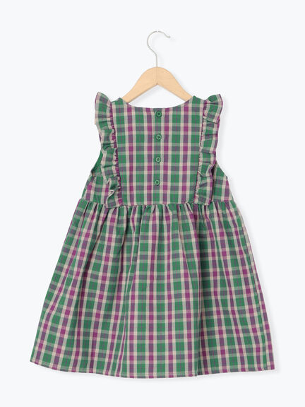 ヨークフリルチェックジャンバースカート（グリーン/ネイビー）｜Samansa Mos2 Lagom（KIDS）（サマンサモスモス ラーゴム）通販