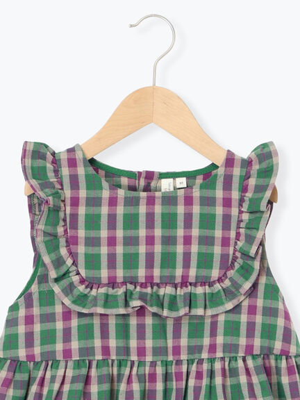 ヨークフリルチェックジャンバースカート（グリーン/ネイビー）｜Samansa Mos2 Lagom（KIDS）（サマンサモスモス ラーゴム）通販