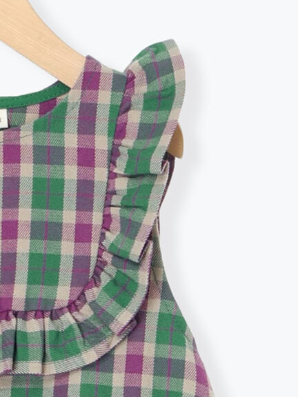 ヨークフリルチェックジャンバースカート（グリーン/ネイビー）｜Samansa Mos2 Lagom（KIDS）（サマンサモスモス ラーゴム）通販