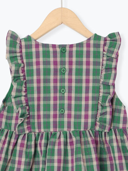 ヨークフリルチェックジャンバースカート（グリーン/ネイビー）｜Samansa Mos2 Lagom（KIDS）（サマンサモスモス ラーゴム）通販