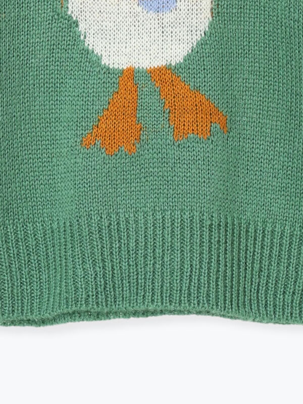 マシンウォッシャブル】アヒルジャカードニット（ピンク/グリーン