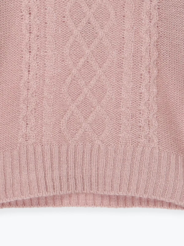 セール】 【マシンウォッシャブル】肩フリルケーブル編みニット