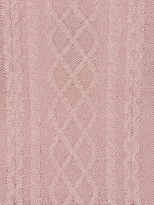 ももサマ☆ Pois knit best ピンク セール】 【マシンウォッシャブル】肩フリルケーブル編みニット