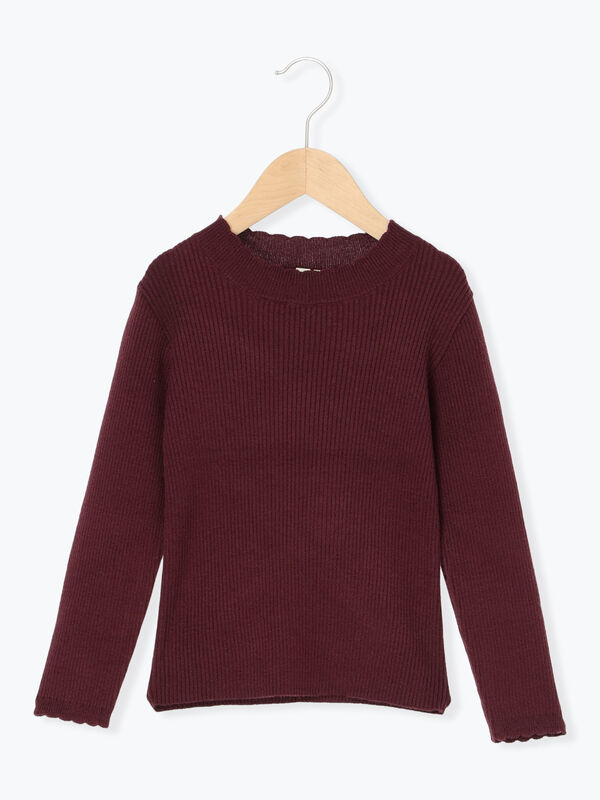 セール】 【マシンウォッシャブル】ハイネックリブニット（ボルドー