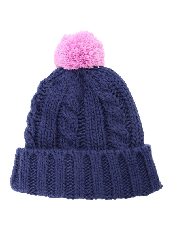 配色ポンポンニット帽（グレー/レッド/ネイビー/アクセサリー/ハット