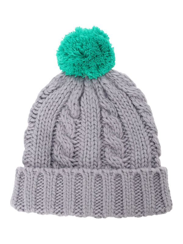 配色ポンポンニット帽（グレー/レッド/ネイビー/アクセサリー/ハット