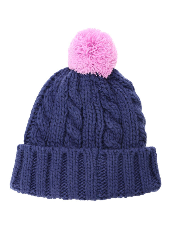 配色ポンポンニット帽（グレー/レッド/ネイビー/アクセサリー/ハット