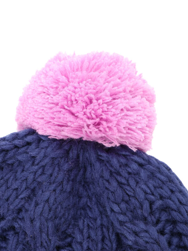 セール】 配色ポンポンニット帽（グレー/レッド/ネイビー/アクセサリー
