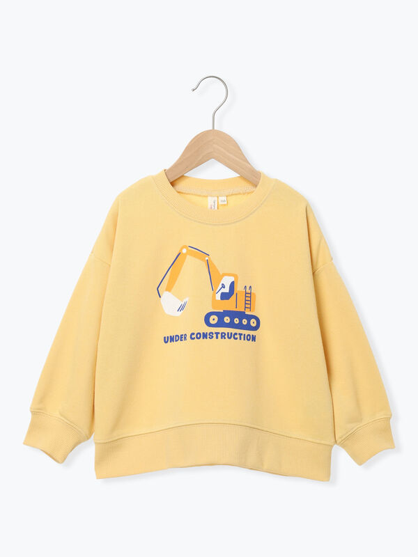 働く車プリントトレーナー（イエロー/グリーン/ネイビー/トップス