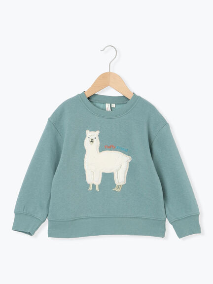 もふもふアルパカ裏起毛トレーナー（ベージュ/グリーン/トップス