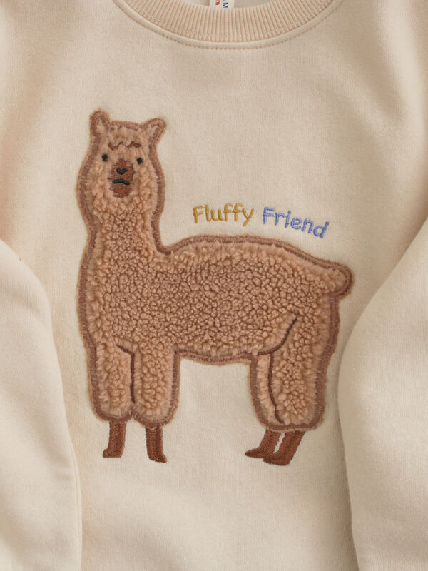 セール】 もふもふアルパカ裏起毛トレーナー（ベージュ/グリーン