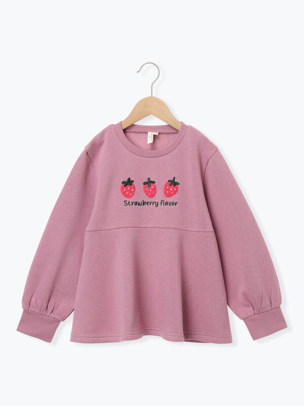 人気♡モスキーノ【S相当】カラフルボタンモチーフ アンサンブル レーヨン混 セール】 いちごさがら刺繍裏起毛トレーナー（ピンク/ベージュ