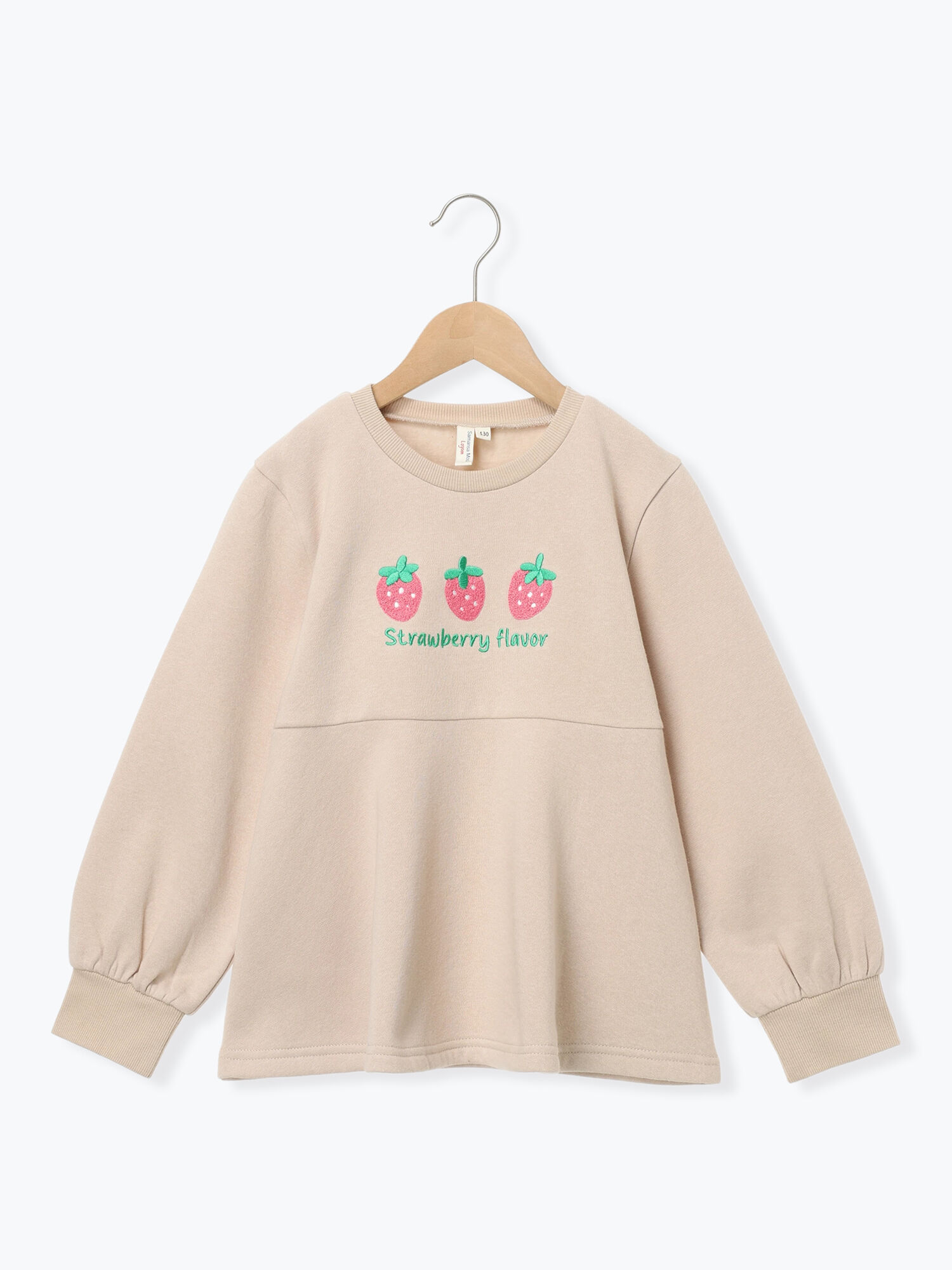 セール】 いちごさがら刺繍裏起毛トレーナー（ピンク/ベージュ