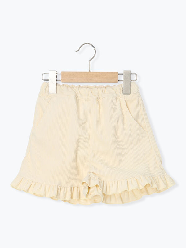 セール】 カットコール裾フリルショートパンツ（オレンジ/キナリ